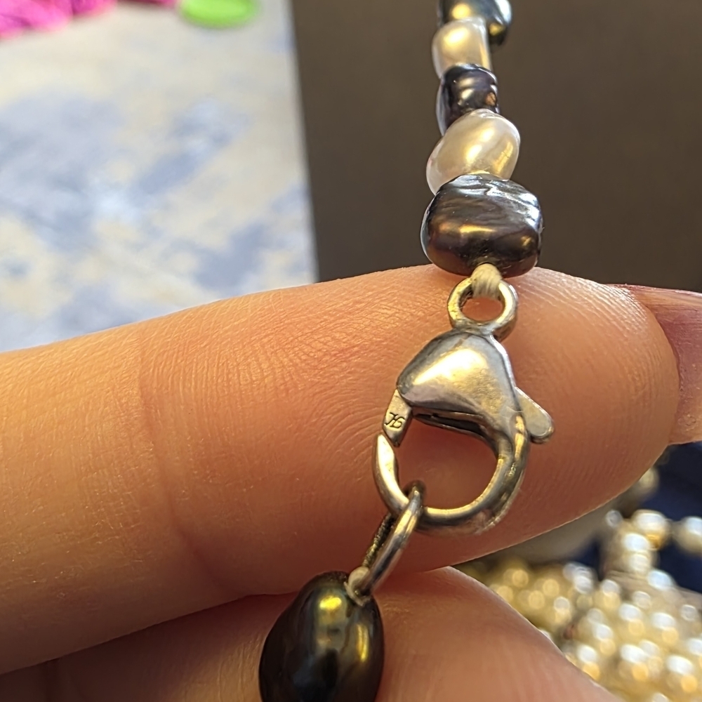 Honora 34" Freshwater Pearl Opera Necklace Peacock Ivory Sterling Clasp 282 - Picture 8 of 10